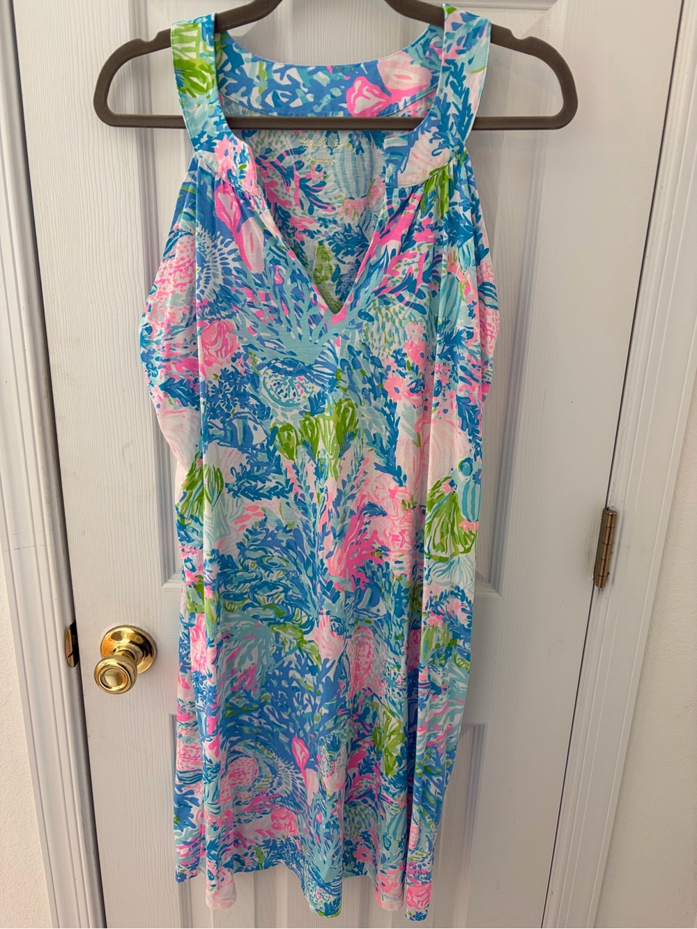 Lilly Pulitzer Pink & Blue Tropical Ross Shift Dress in Fished My Wish
